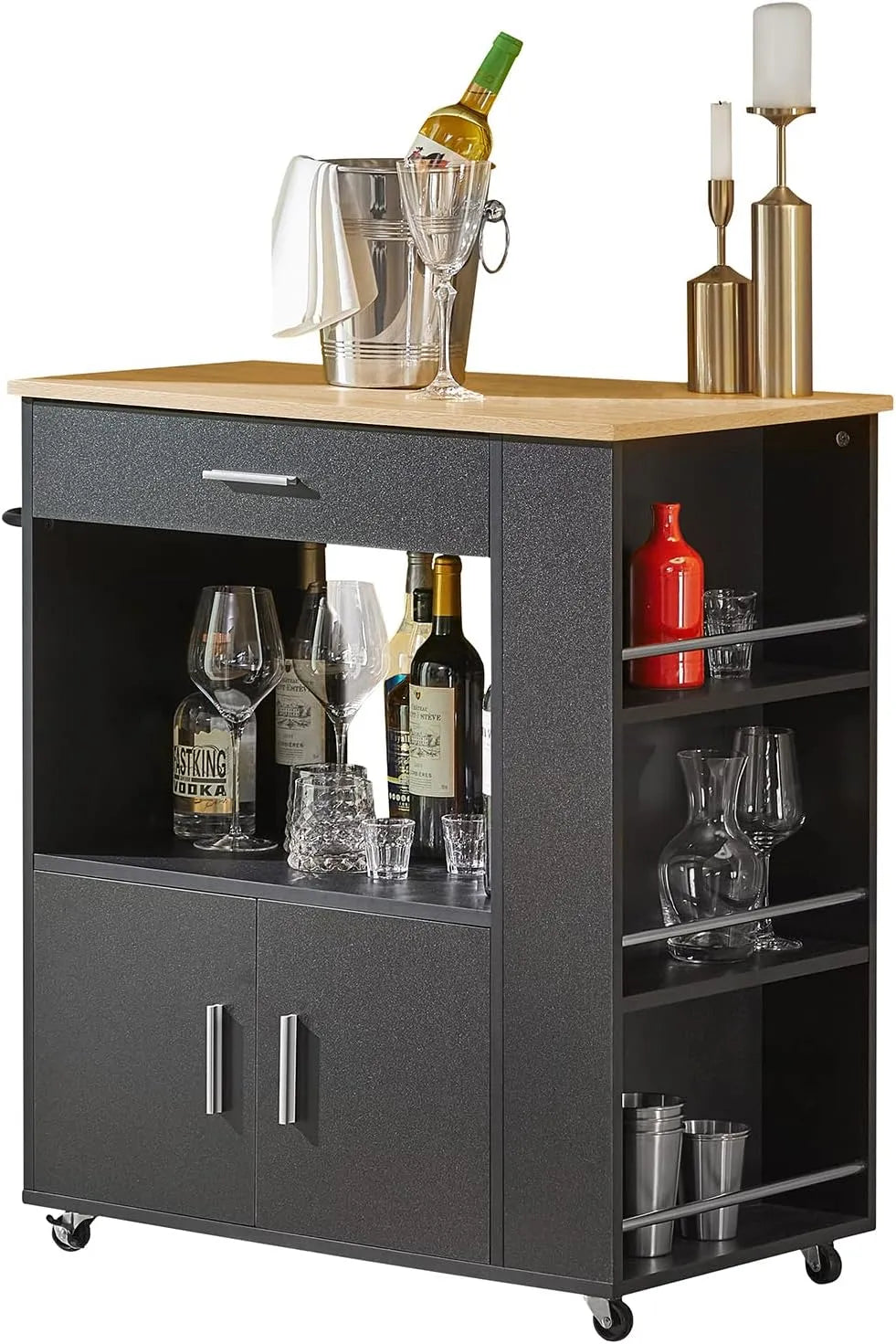 SoBuy Desserte Cuisine à roulettes Meuble Cuisine Rangement Desserte de – FKW113-SCH, avec rangement, avec roulettes, 75 × 46 × 83 cm, noir