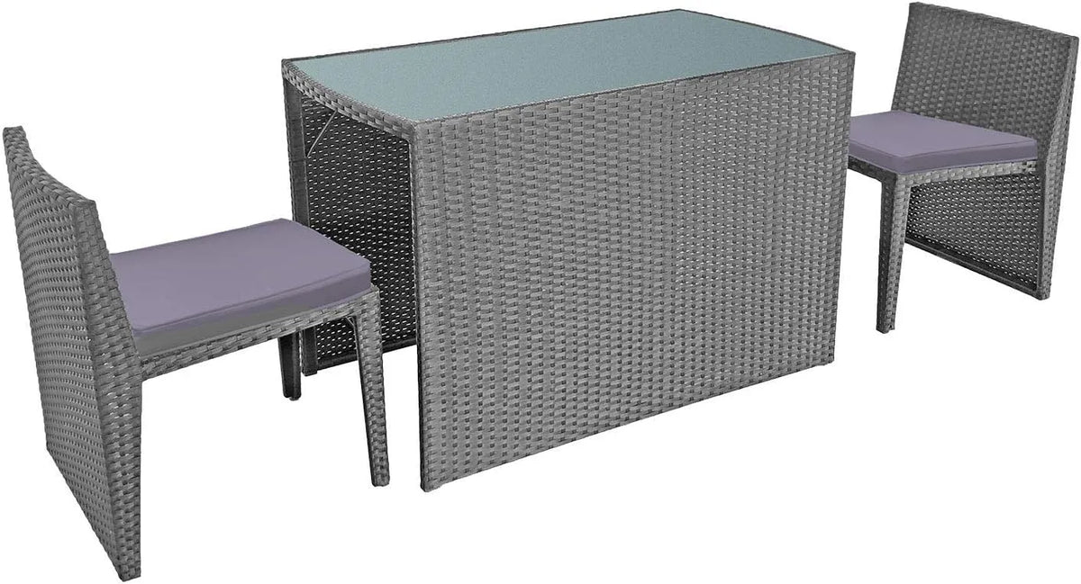 Chaises de jardin – SANTORIN, avec coussins, 2 Places, gris