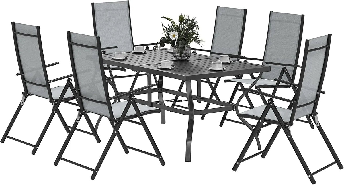 Outsunny 7-Piece Garden Table and Chair Set – gris