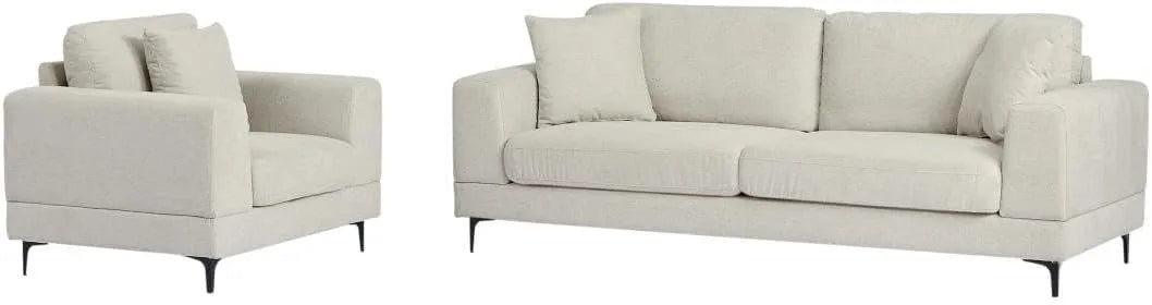 Canapé – JAMOLO, revêtement en tissu, 3 Places, beige