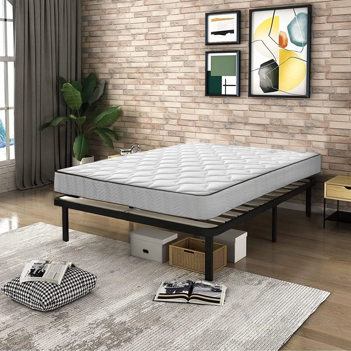 Lit 140x190 Sommier Matelas Mémoire de Forme — L-CD-7, 140 × 190, vert