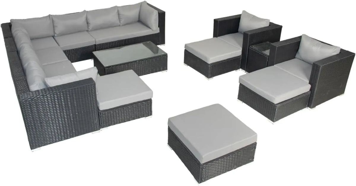 Salon de jardin et ensemble lounge: USINE, en acier, gris