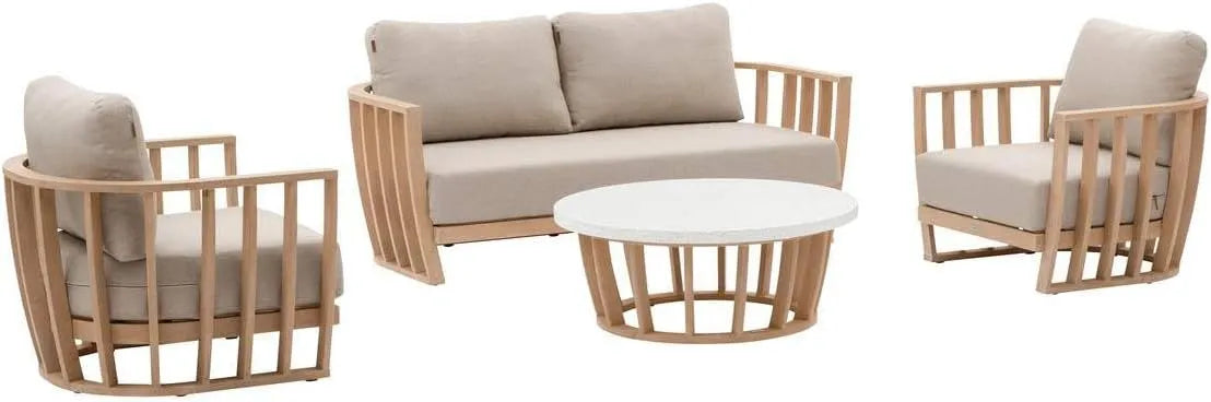 Salon de jardin et ensemble lounge — revêtement en tissu, avec coussins, réglable, 5 Places