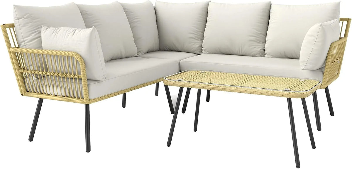Outsunny Salon de jardin et ensemble lounge – avec coussins, 5 Places