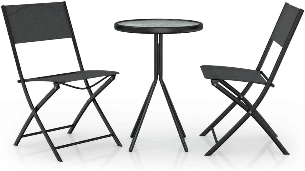 Ensemble de 3 meubles de terrasse en acier noir pour