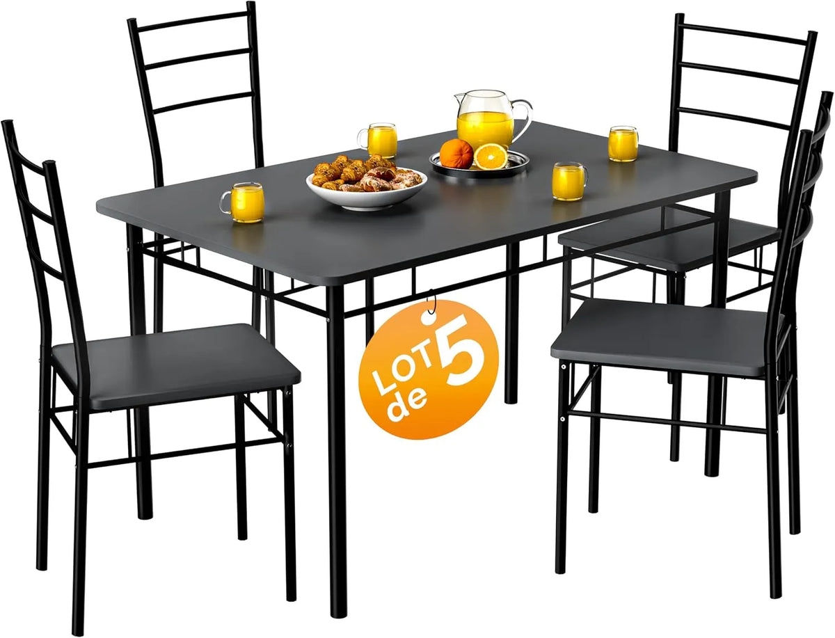 Chaise: MDF, en métal, 5 pièces, anthracite