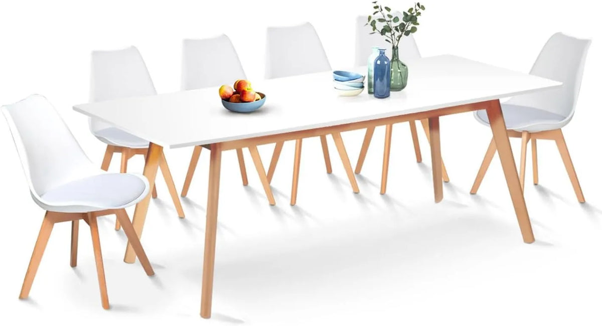 Table à manger et table de salle à manger — SARA, 200 cm, blanc, extensible