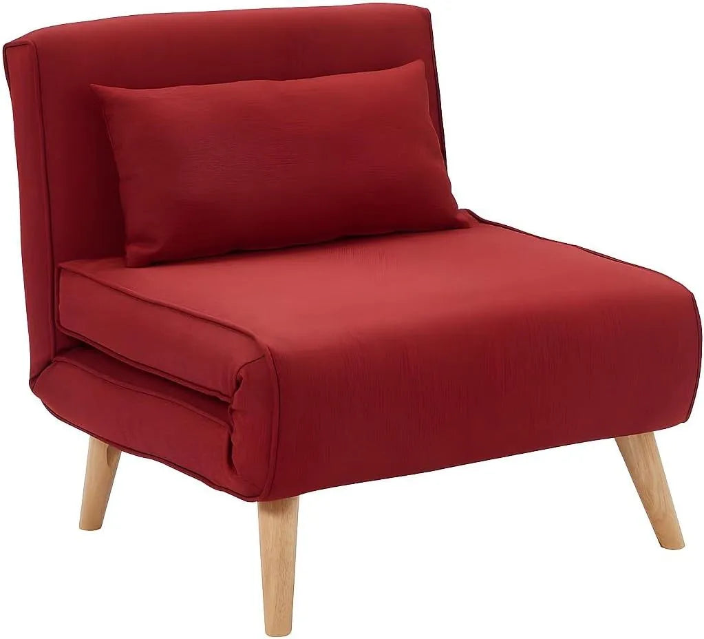 Vente-unique — Scandinave, revêtement en tissu, convertible, rouge