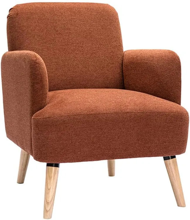 Miliboo Fauteuil et chaise rembourrée scandinave en Tissu Effet Velours texturé Terre brûlée: ISKO, revêtement en tissu, en bois