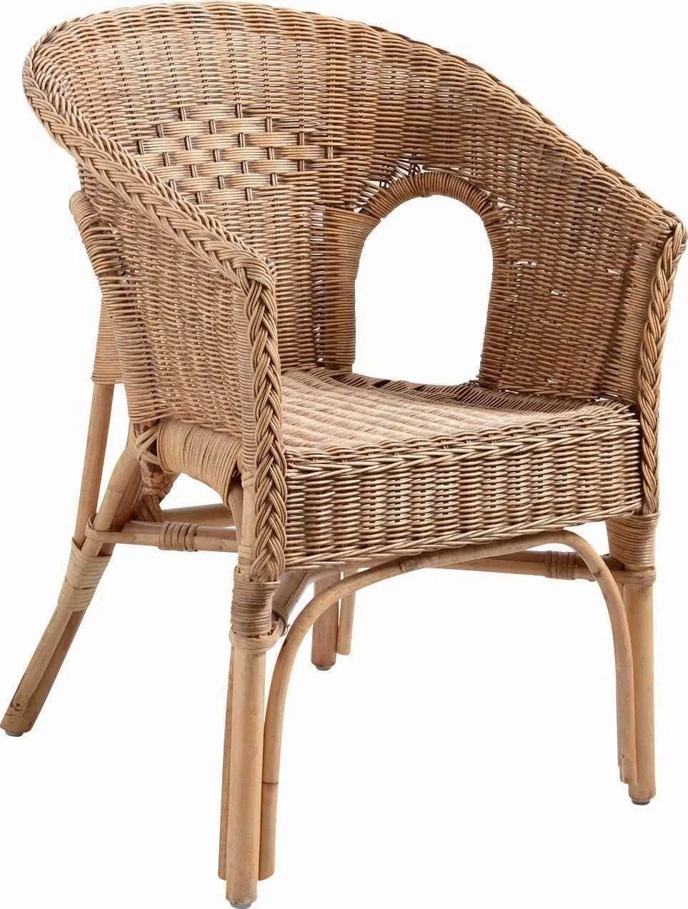 Fauteuil en Rotin Patiné Marron Léa — 57 × 57 × 80 cm, 42 cm