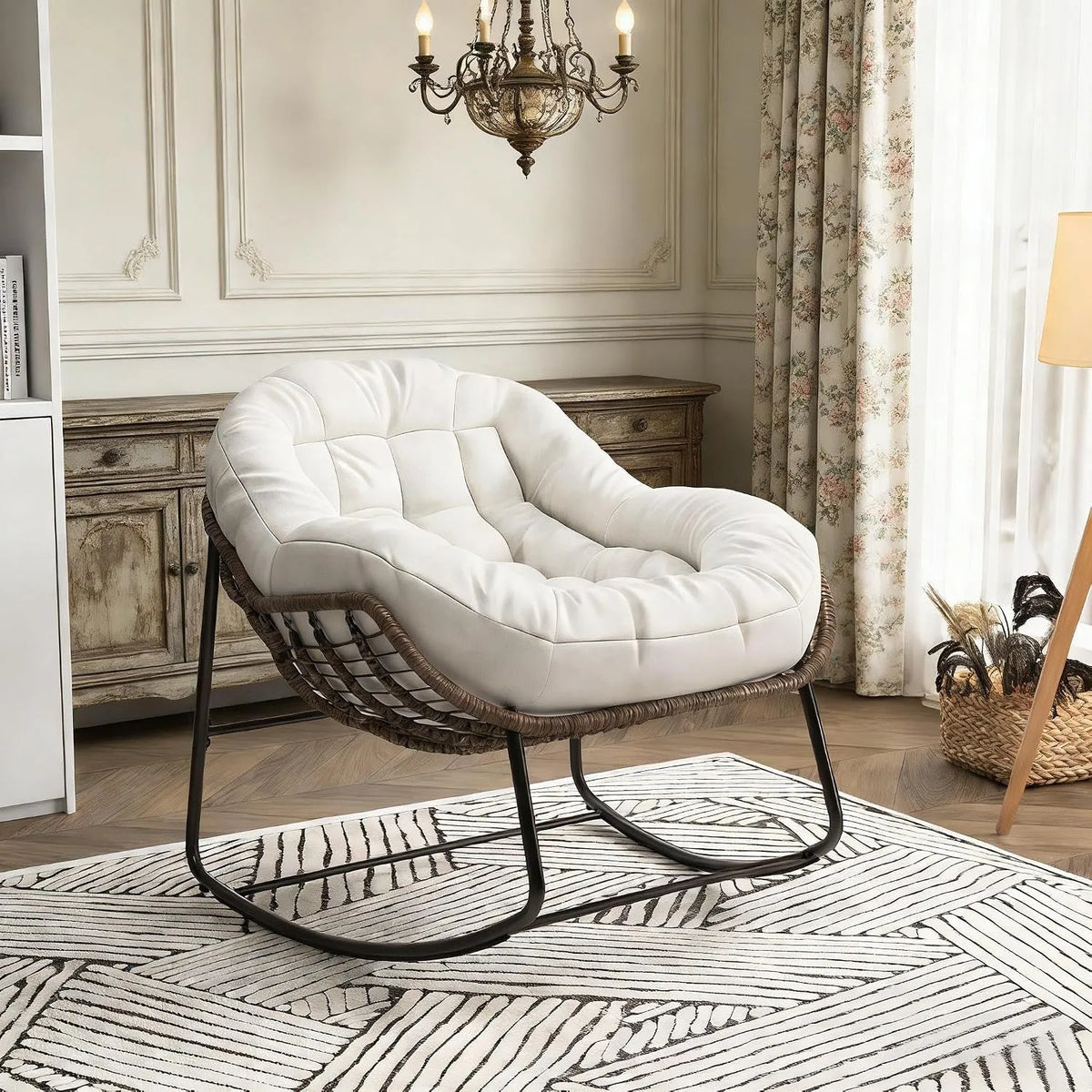 Fauteuil à bascule – avec coussins, 113 kg