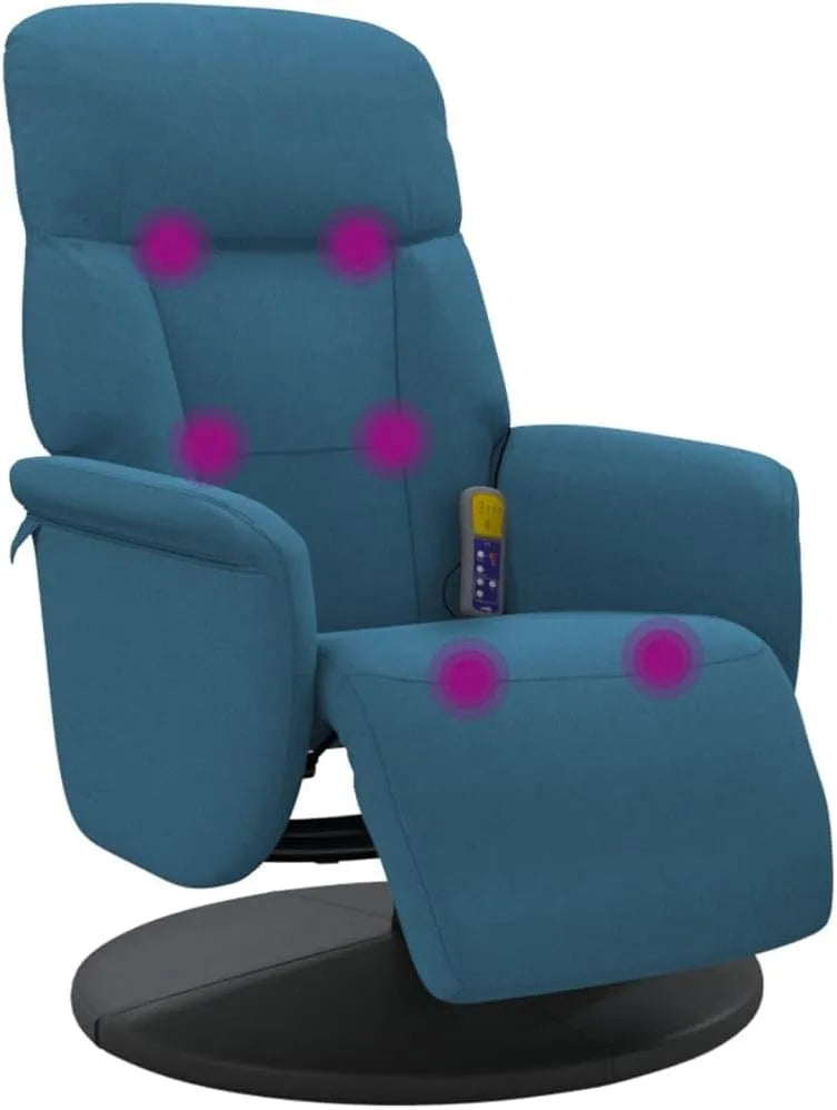 Fauteuil de massage et fauteuil relax — avec accoudoirs, avec dossier, réglable, bleu, inclinable, revêtement en velours