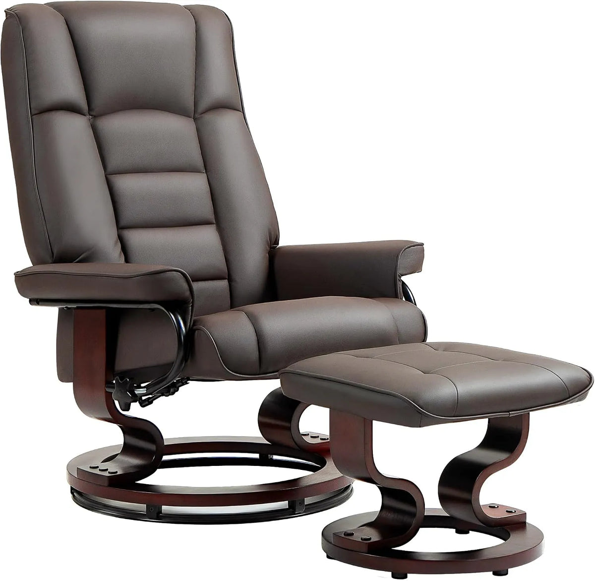 HOMCOM Fauteuil relax et fauteuil inclinable – en bois, réglable, 76 × 85 × 104 cm, marron