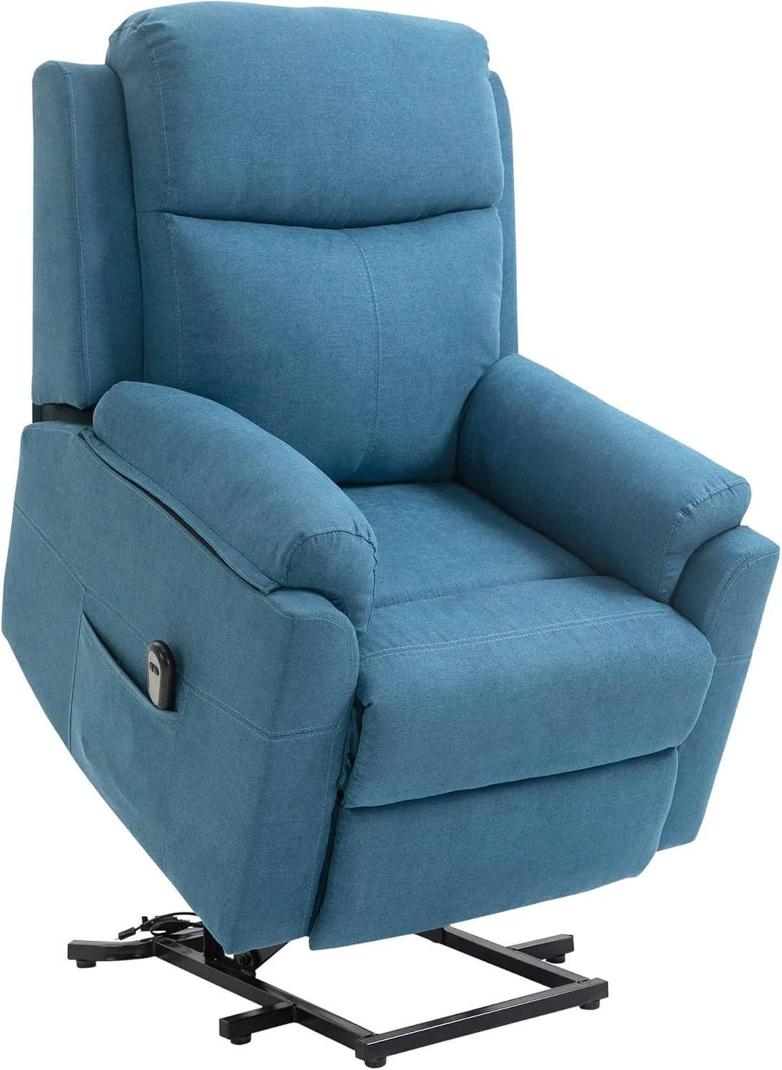 HOMCOM Fauteuil relax et fauteuil inclinable — revêtement en tissu, avec dossier, réglable, avec télécommande, 120kg, bleu