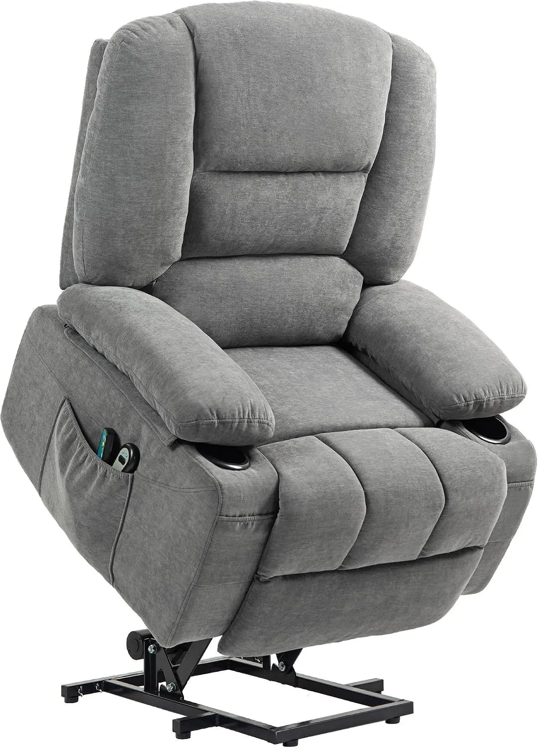 HOMCOM Fauteuil relax et fauteuil inclinable — inclinaison réglable, avec télécommande, 97L, 90l, gris, avec fonction massage
