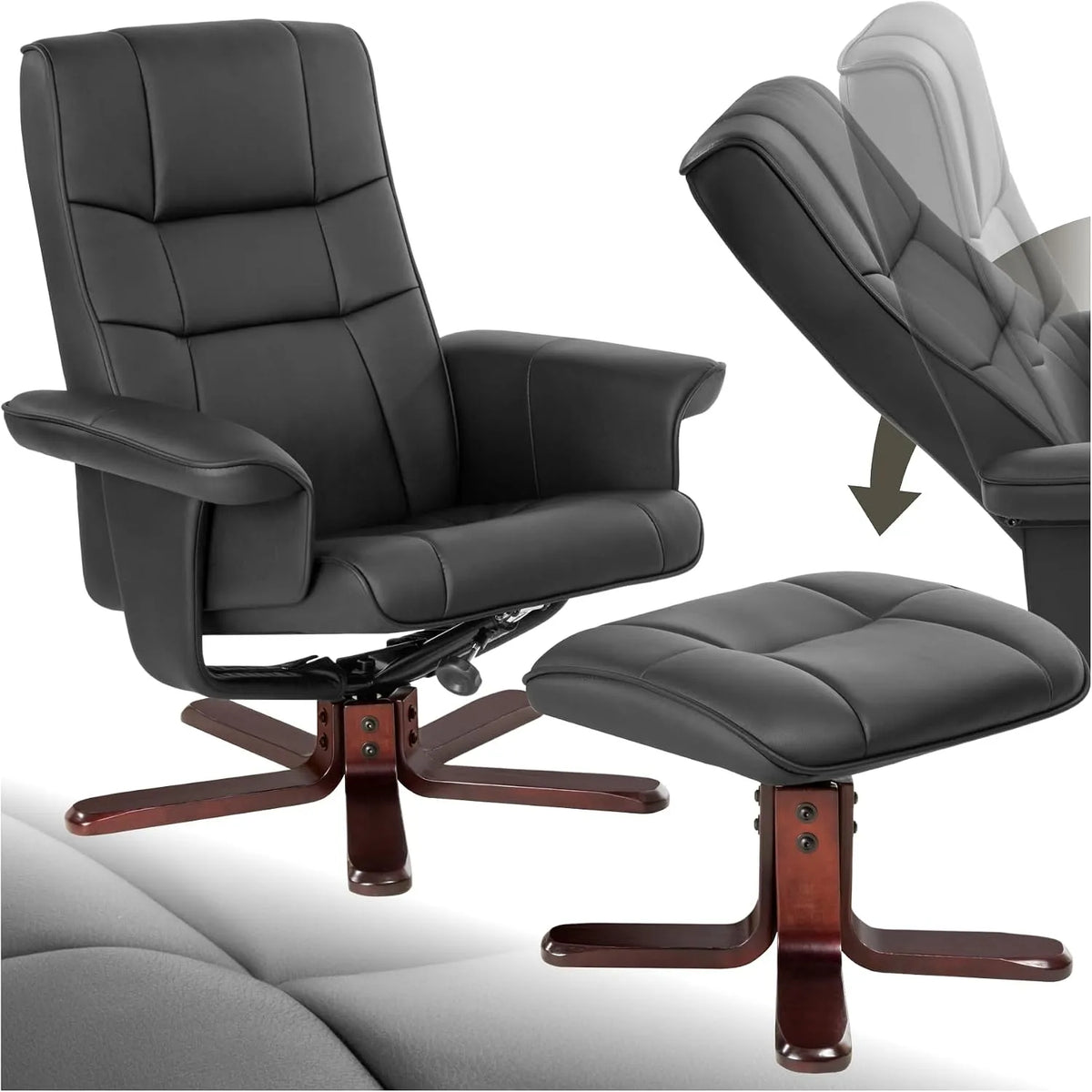 tectake Fauteuil relax et fauteuil inclinable – en bois, pivotant, réglable
