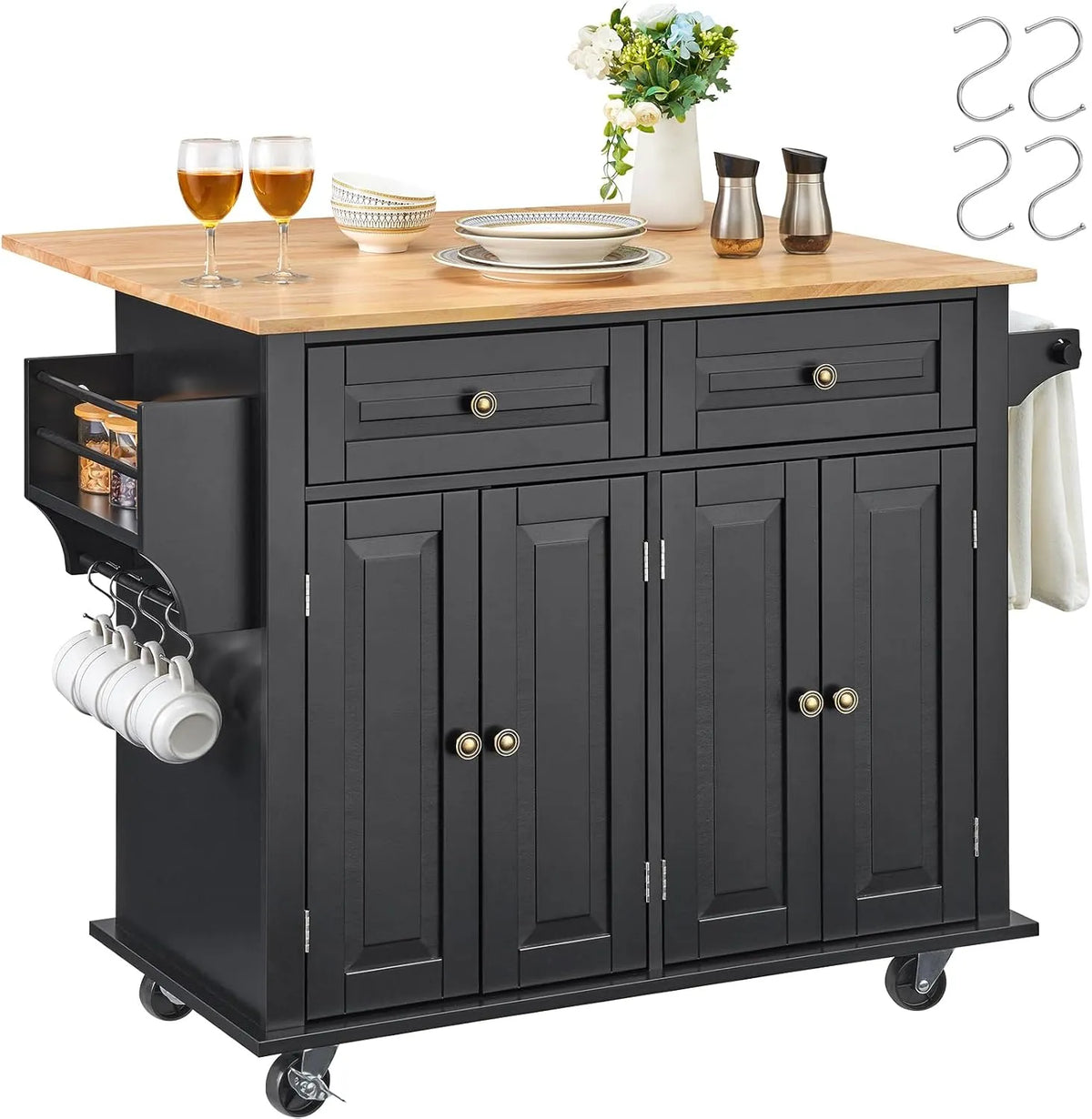 VEVOR Armoire de rangement: en bois, avec rangement, avec tiroirs, réglable, 90 cm, noir