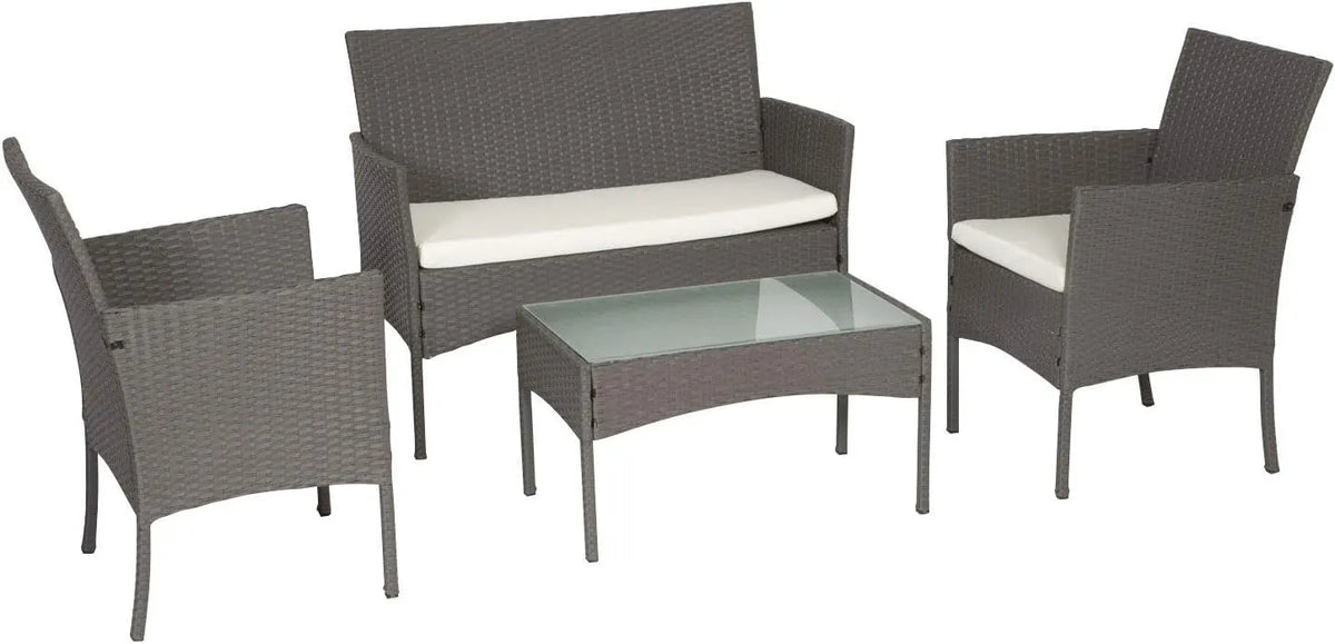 Salon de jardin et ensemble lounge: CORDOUE, avec coussins, gris