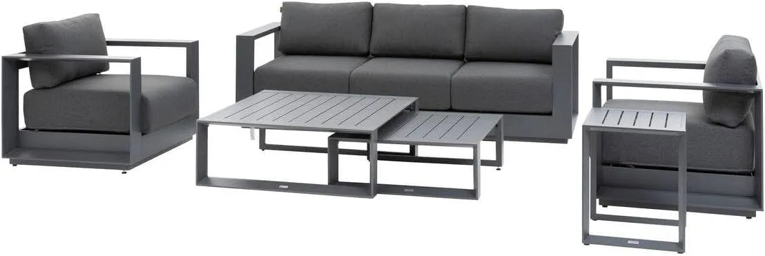 Salon de jardin et ensemble lounge — en polyester, en aluminium, 5 Places