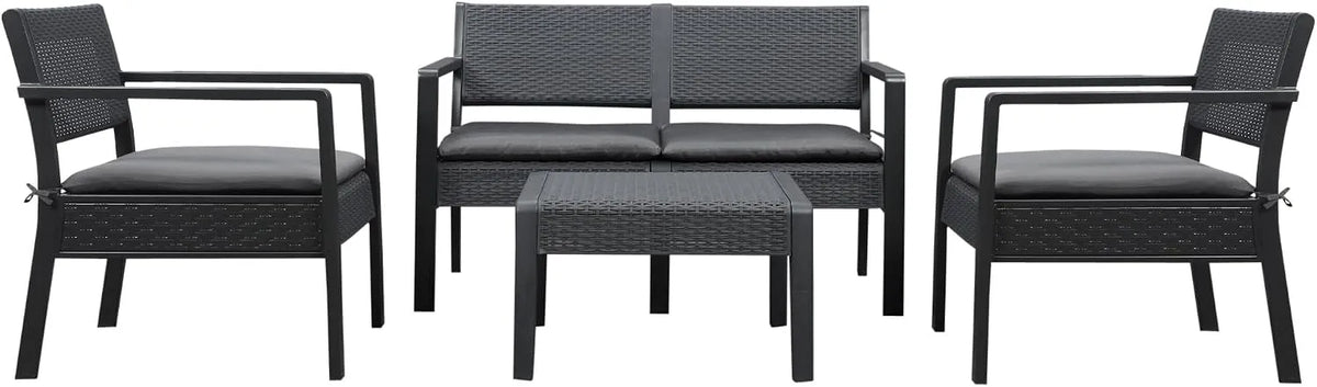 Outsunny Salon de jardin et ensemble lounge: 4 Places, gris