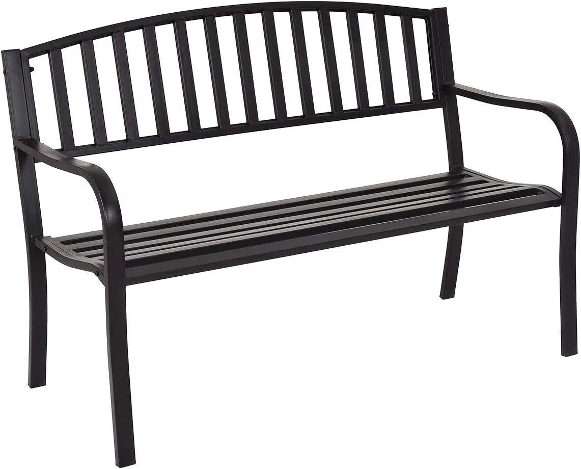 COSTWAY Banc de jardin et banquette de terrasse: en métal, 127 × 60 × 87CM, 240KG, noir