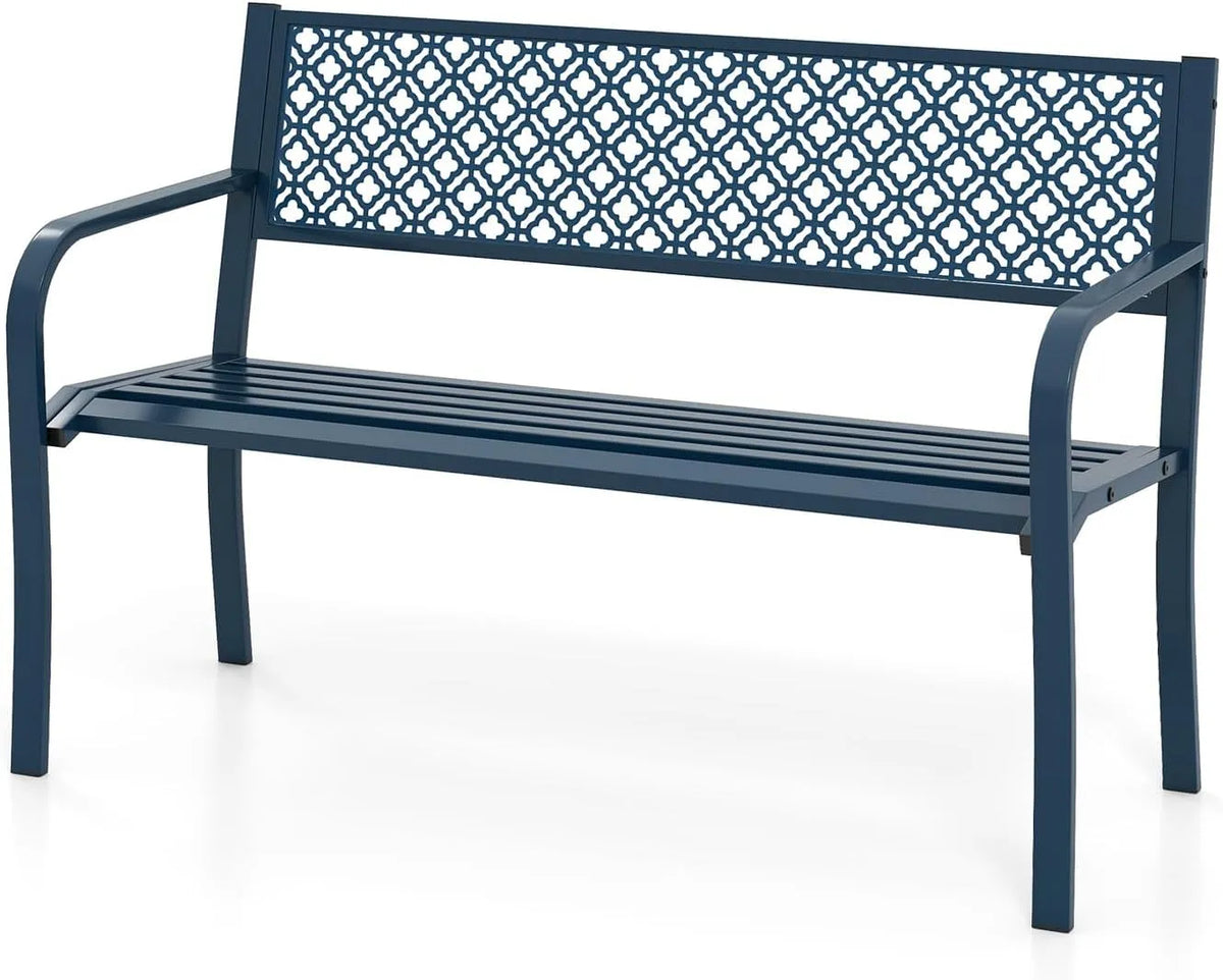 Banc de jardin et banquette de terrasse – en métal, pivotant, avec dossier, 127 × 59 × 82 cm, 360KG, bleu