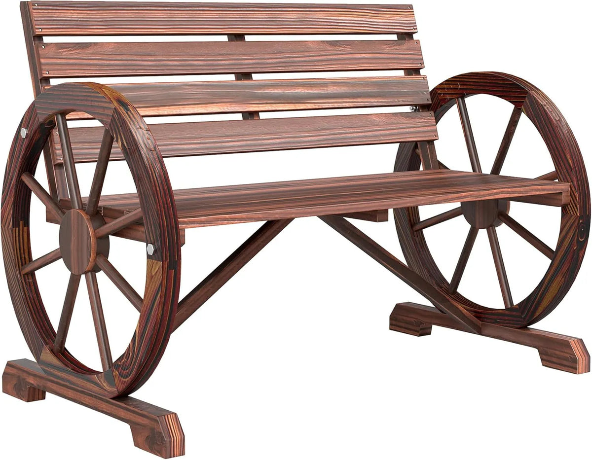 Outsunny Banc de jardin et banquette de terrasse — en bois, avec accoudoirs, 3 Places