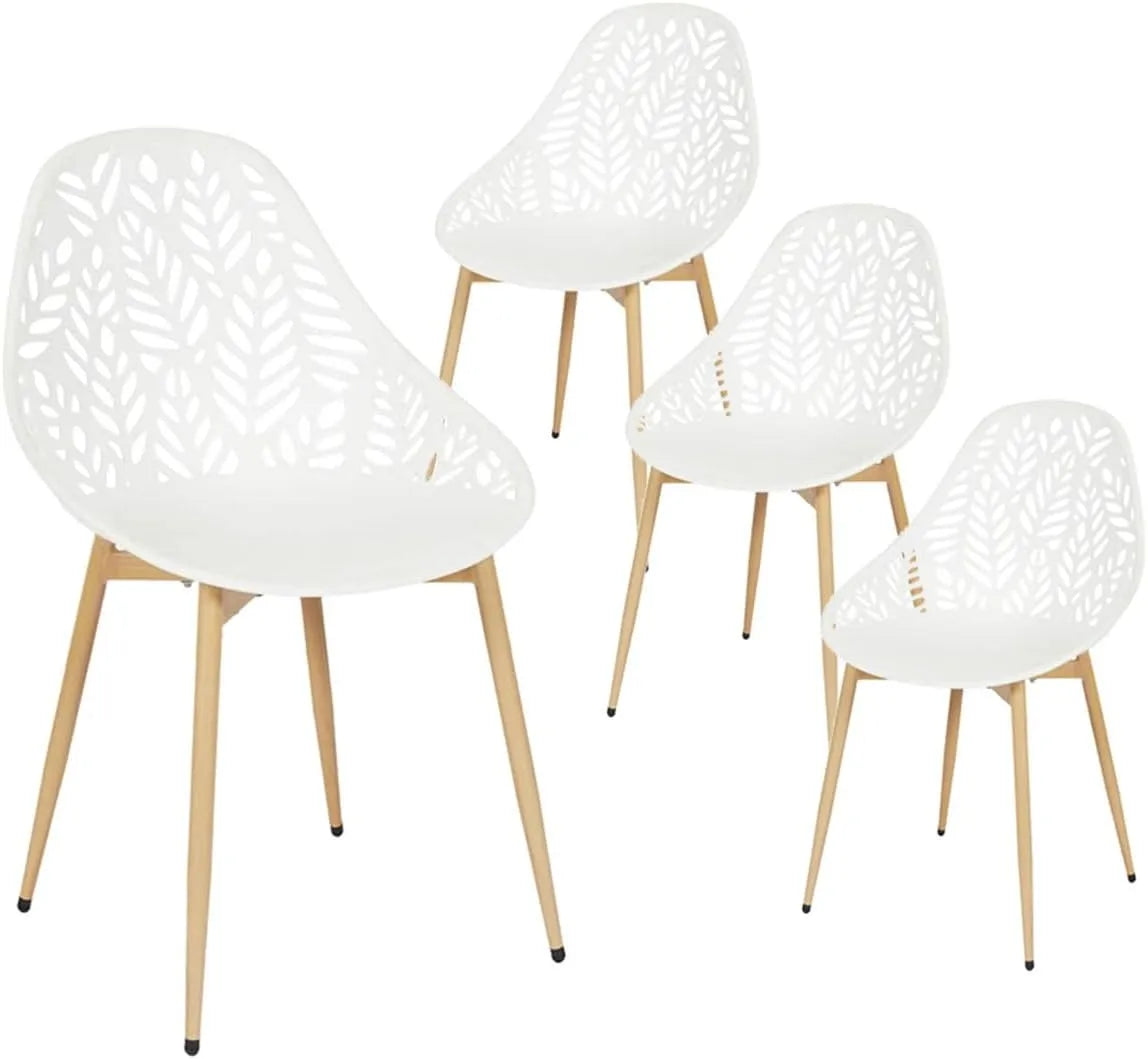 Chaises de jardin — en plastique, en métal, Lot de 4, blanc