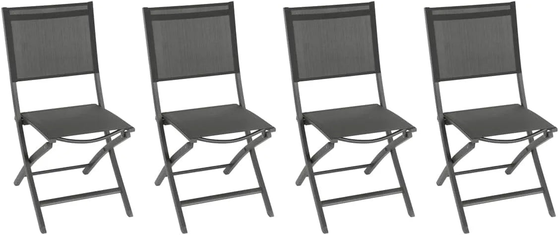 Chaises de jardin: pliable, en aluminium, Lot de 4, 45 × 57 × 90 cm, anthracite
