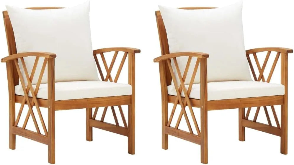 Chaises de jardin – en bois, avec coussins