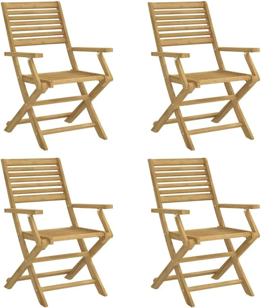 Chaise — en bois, avec dossier, pliable, Lot de 4, en bois massif