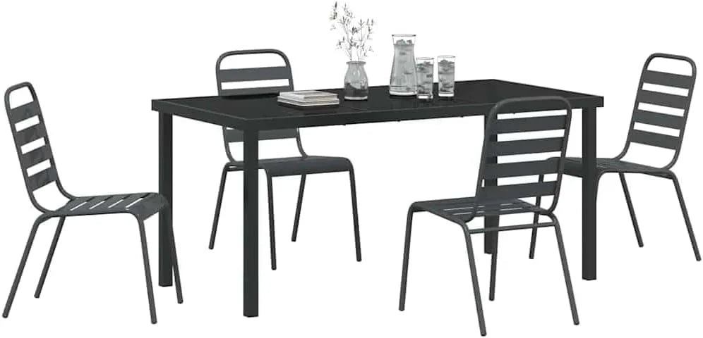 Ensemble de Salle à Manger pour Jardin 5 pcs Gris — en acier, 5 pièces