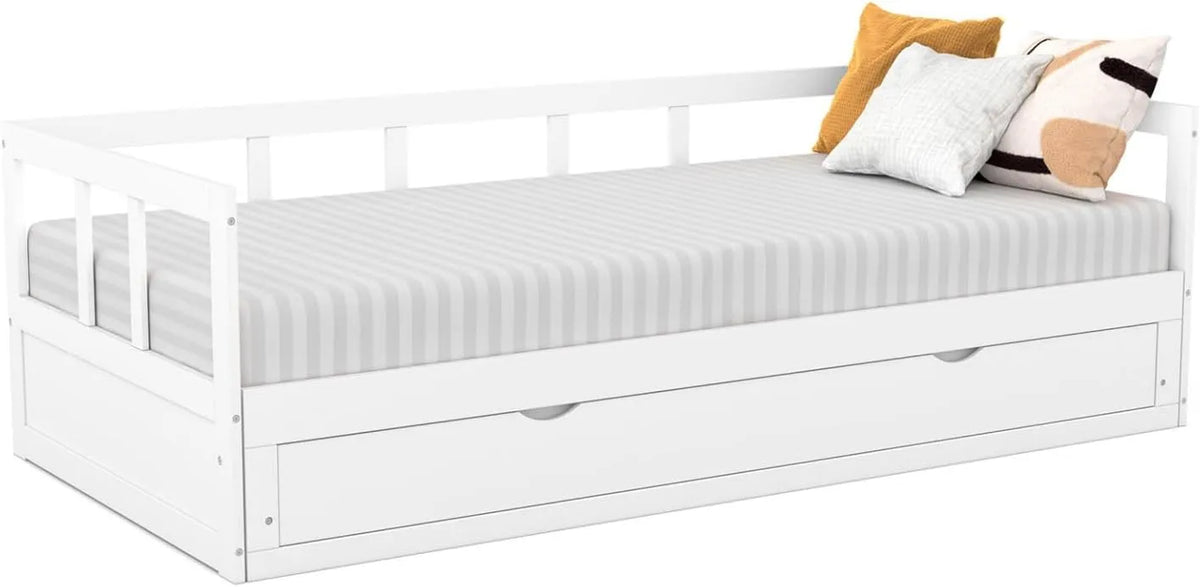 IDMarket — avec rangement, avec tiroirs, convertible, 90 × 190 cm, 180 × 190 cm, blanc