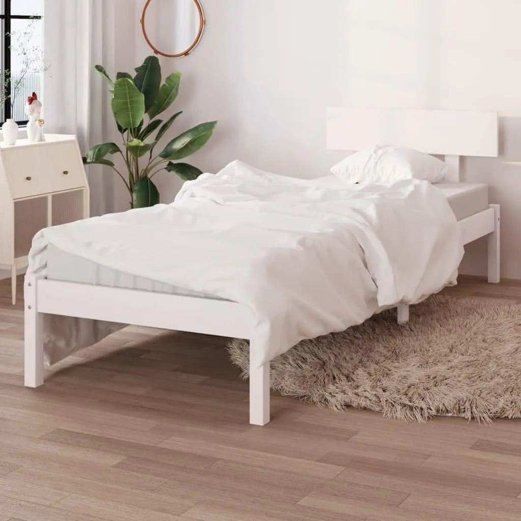 Cadre de lit et structure de lit sans Matelas Blanc Bois Massif 90x200 cm – en bois, 90 × 200 cm