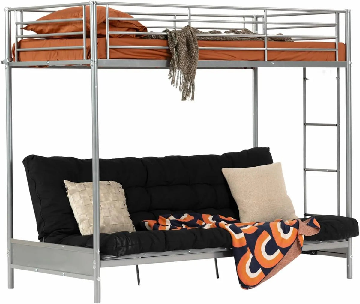 Canapé — pour enfant, en métal, convertible, 90 × 190cm, gris