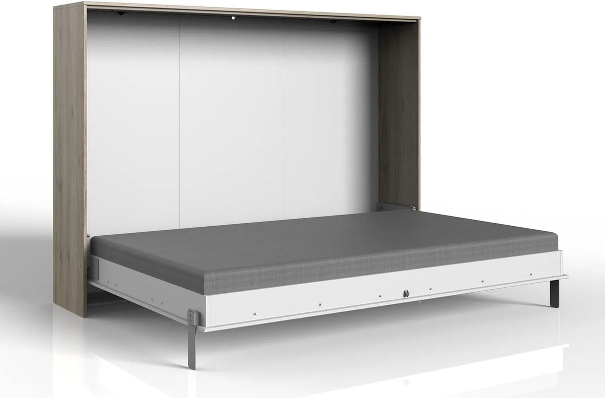 Lit escamotable Horizontal Coloris Blanc/Imitation chêne: 167 cm