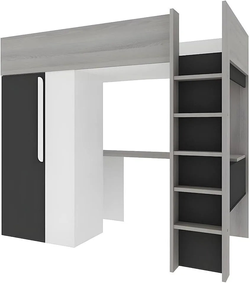 Armoire de rangement – pour enfant, avec Bureau et table informatique, avec armoire, 90 × 200 cm, anthracite
