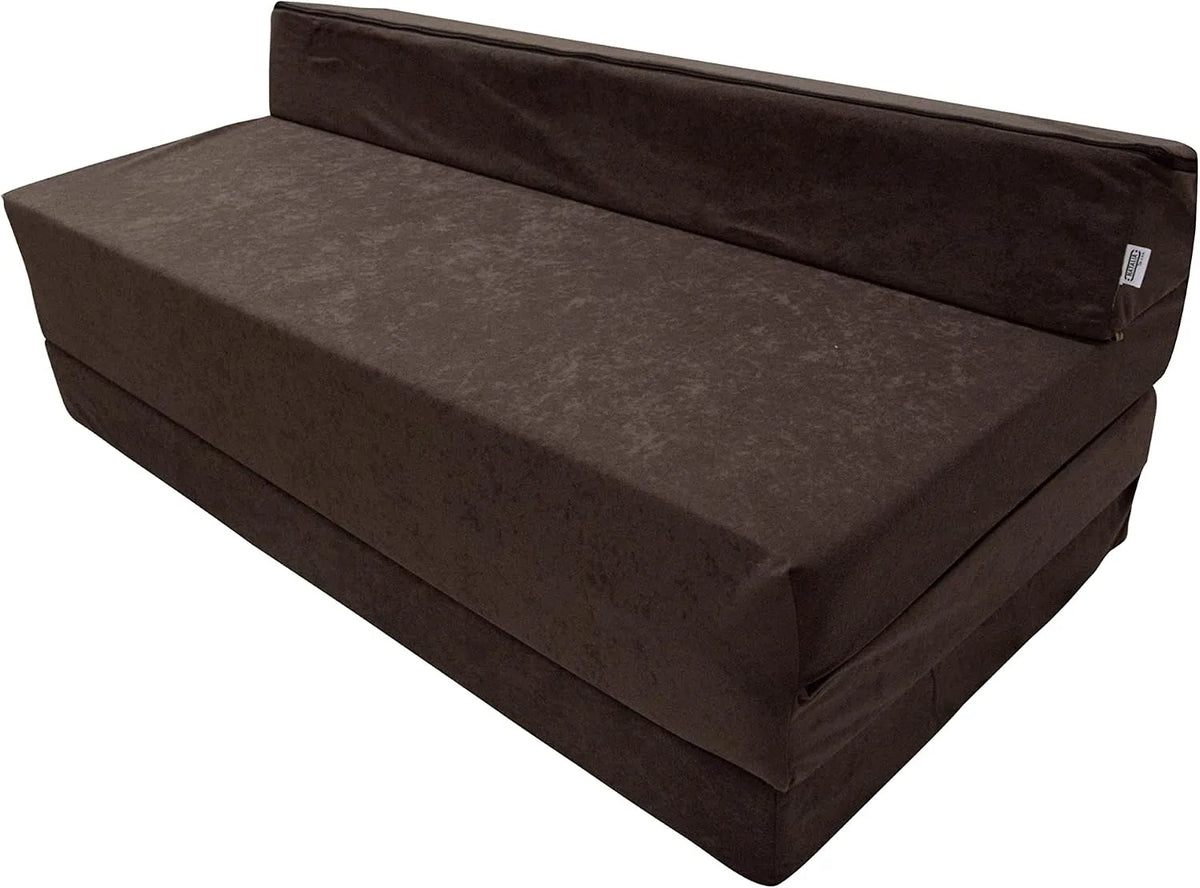 Matelas — rembourrage en mousse, format compact, convertible, pliable, 200×120×10 cm, marron