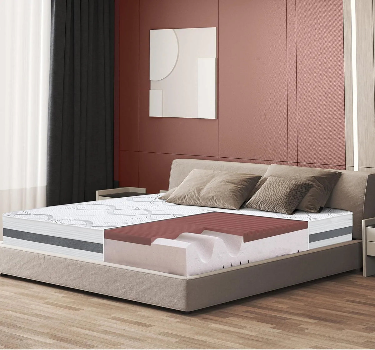Matelas – antes, respirant, revêtement en tissu, 180 × 190, 27 cm, blanc