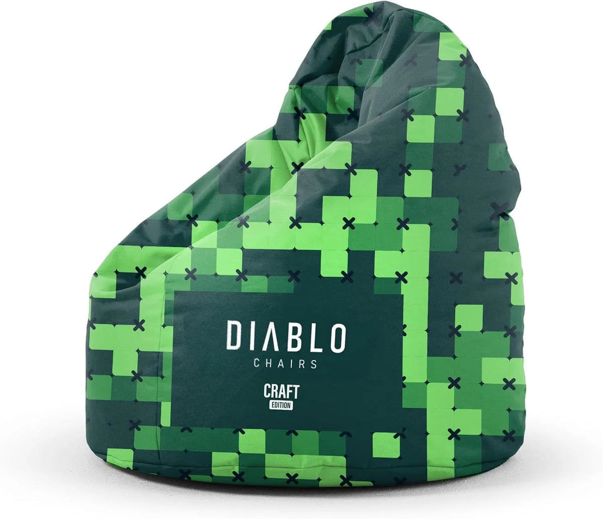 Craft Diablo Pouf pour Enfant Edition Siège Ergonomique Rempli de granulés – à motifs, format compact, format léger, 80 × 110 × 80 cm