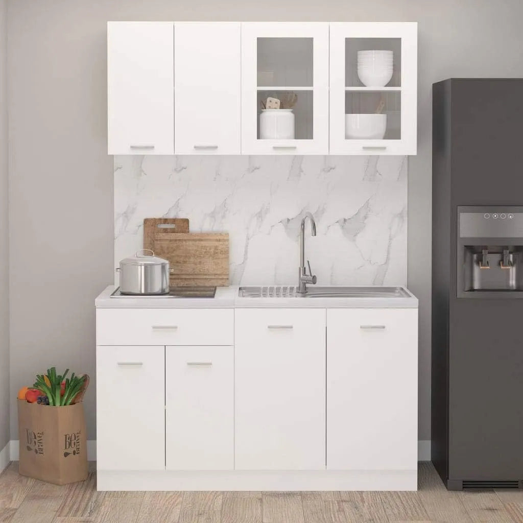 Ensemble de Meubles de Cuisine 4 pcs Blanc Aggloméré-655 — 4 pièces
