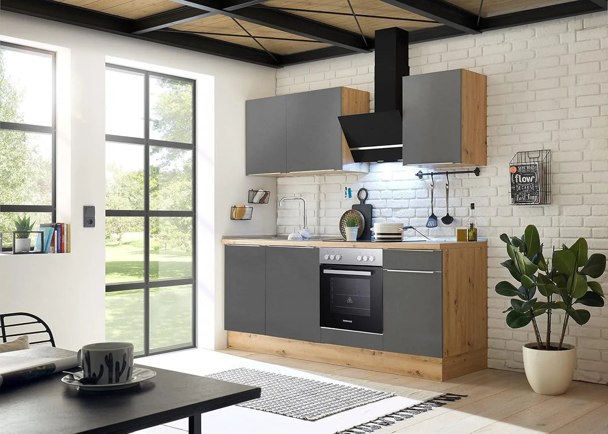 respekta Marleen kitchenette — en bois, 220 cm, gris