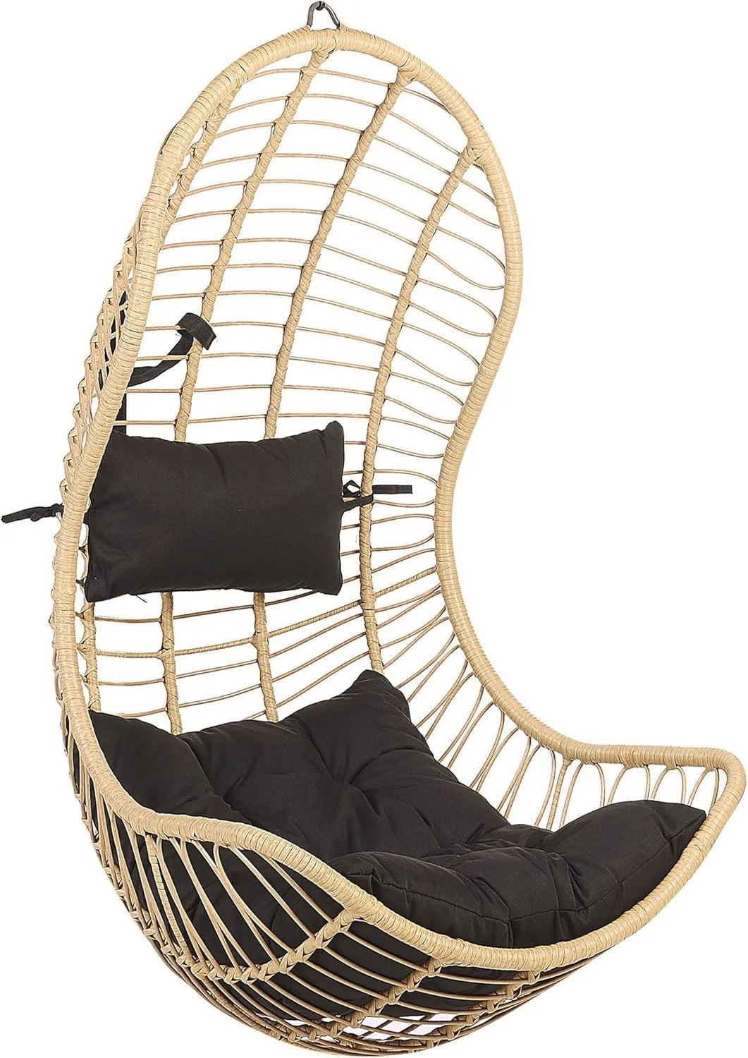 Fauteuil suspendu — avec coussins, noir