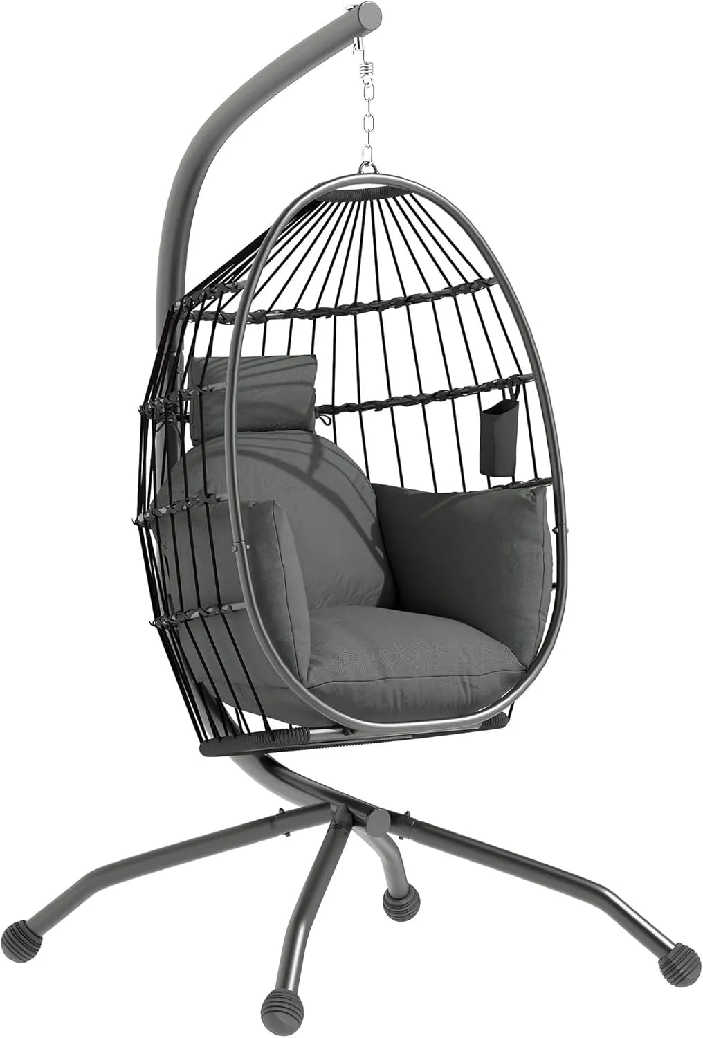 Outsunny Fauteuil et chaise rembourrée suspendu – avec coussins, pliable, gris