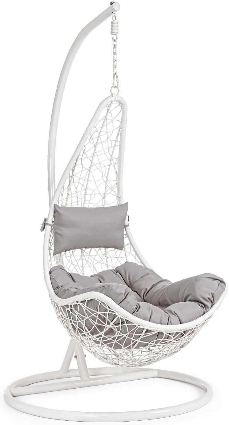 Fauteuil et chaise rembourrée suspendu — Amirante, sur pied, blanc