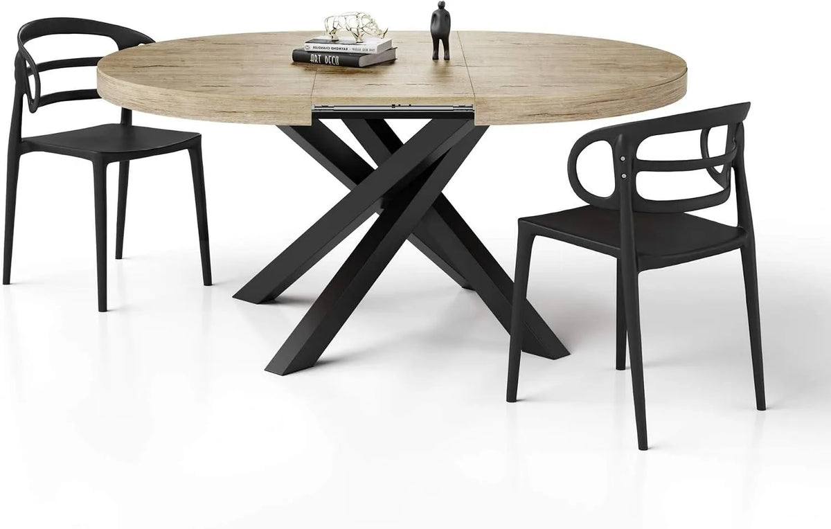 Mobili Fiver Table Ronde Extensible Emma: 160 cm, noir