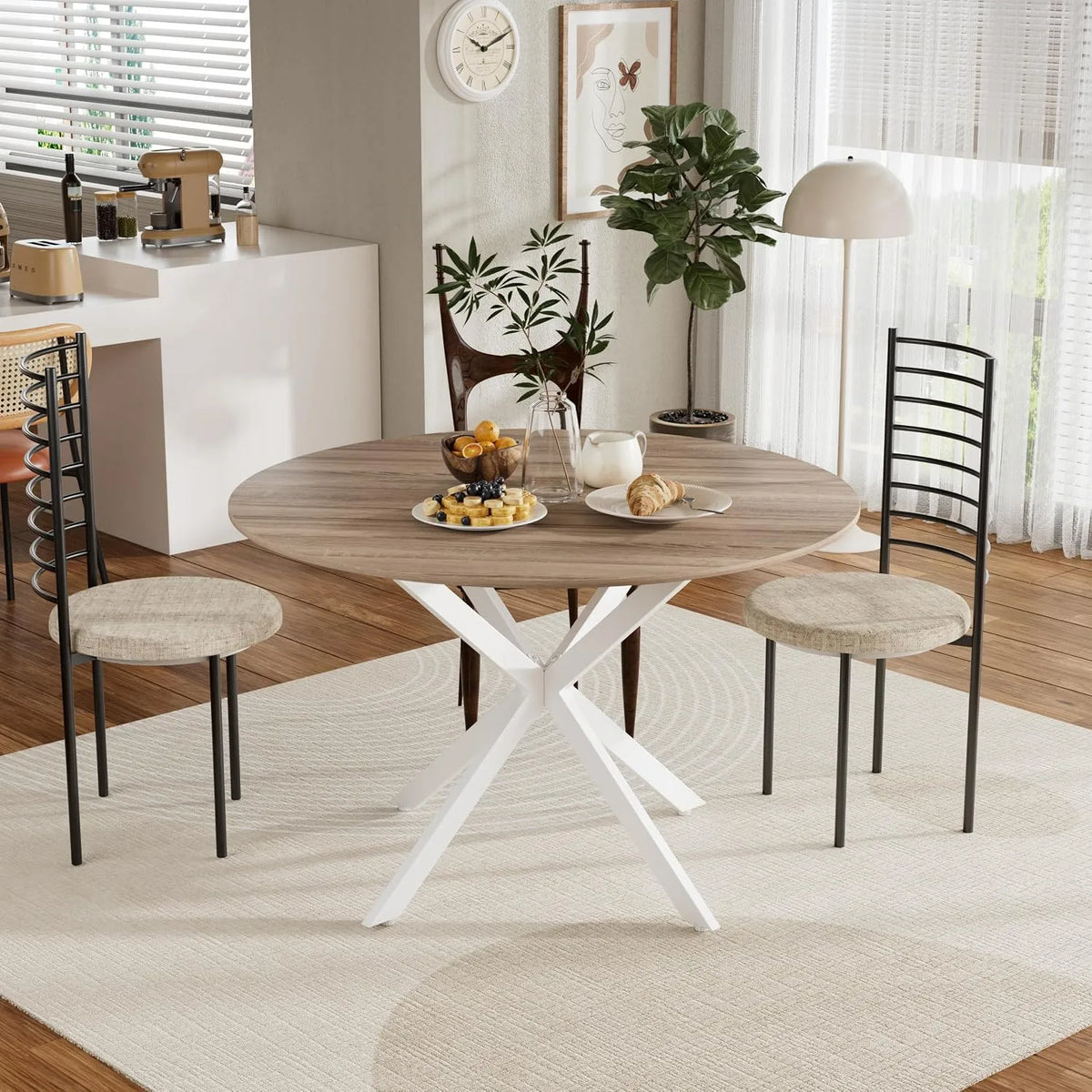 Table de Salle à Manger Ronde 120 cm — en métal, noir