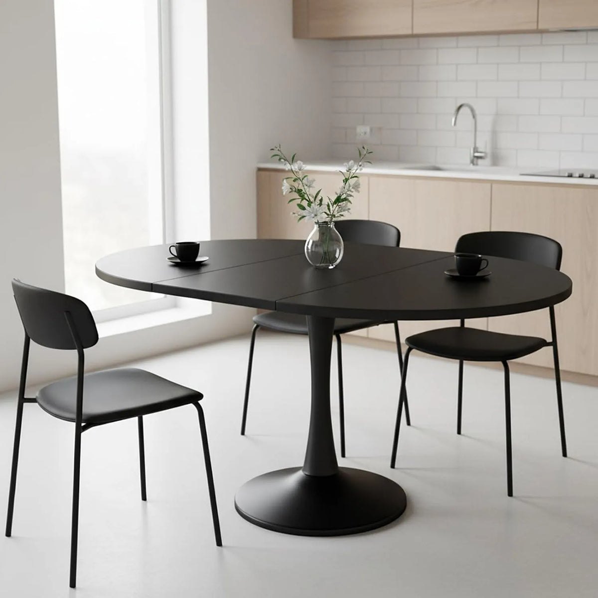 Table à manger et table de salle à manger — 140 × 100 × 75cm, noir, extensible