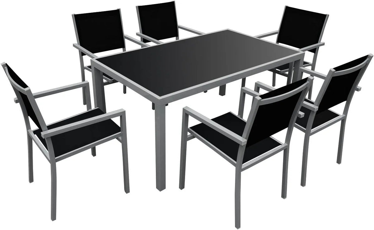 Salon de jardin et ensemble lounge: en aluminium, 6 Places, gris