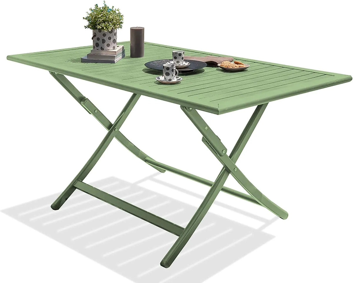 GARDEN Table de jardin et table de terrasse Pliante Marius 140x80 cm en Aluminium — Lagune, 140 × 80 cm